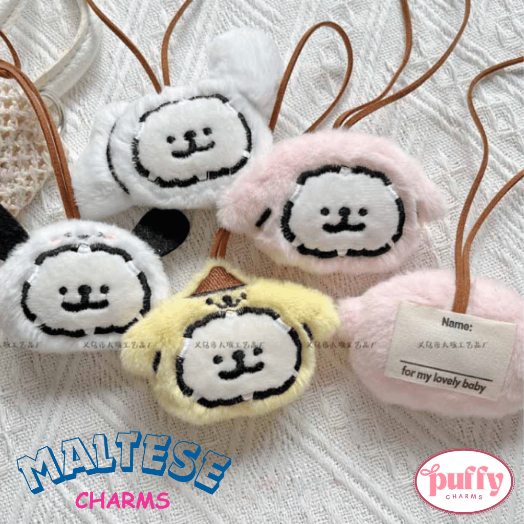 GC- Gantungan MALTESE Kunci Bag Charm Boneka Anjing Fluffy Gantungan Tas Premium Tebal