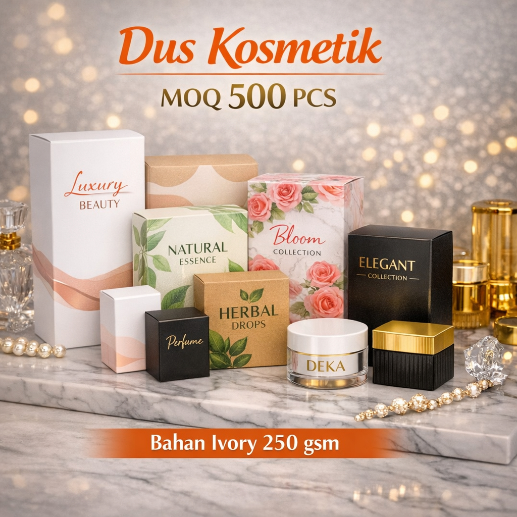 CUSTOME DUS KOSMETIK MINIMAL 500 PCS ~ Box Custom ~ Box Parfum ~ Box Kosmetik by DEKA