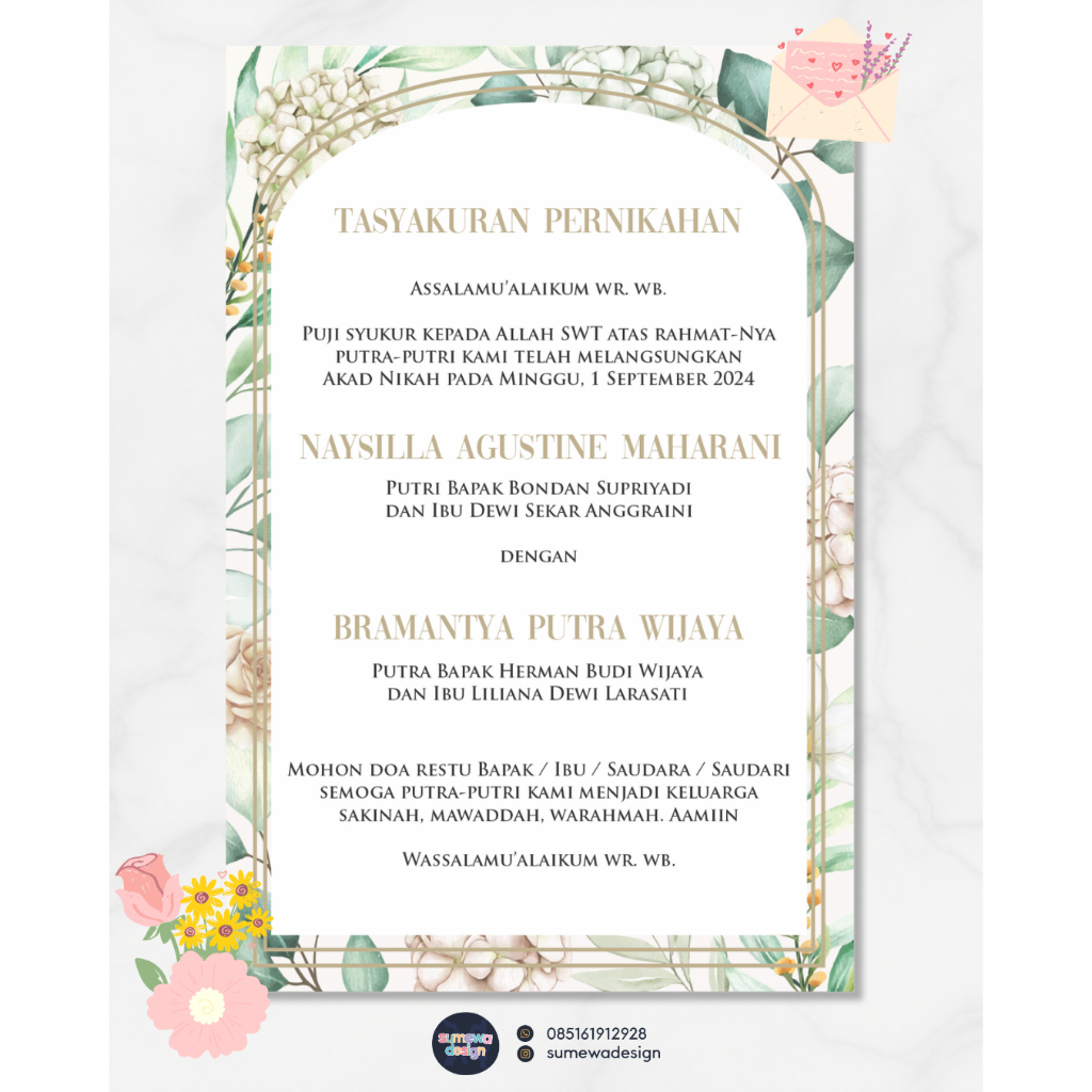 Kartu Ucapan Syukuran Pernikahan / Kartu Tasyakuran Pernikahan / Kartu Ucapan Pernikahan / Kartu Ham