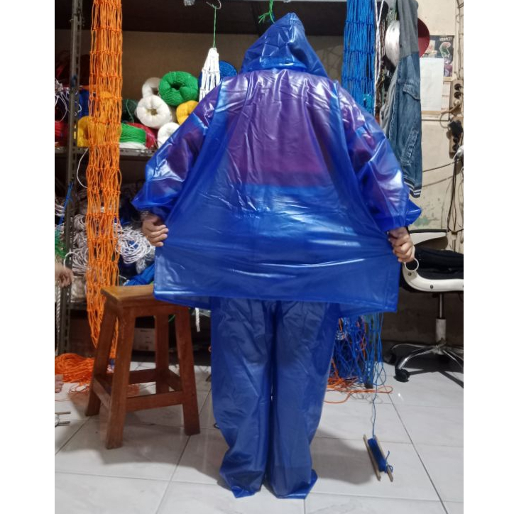 jas hujan karet tebal dewasa kuat dan awet / baju celana
