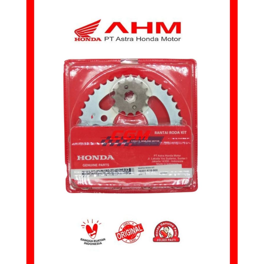 06401 k18 900 gear set gear rantai roda, gear set verza, verza 150 asli honda ahm, ori honda