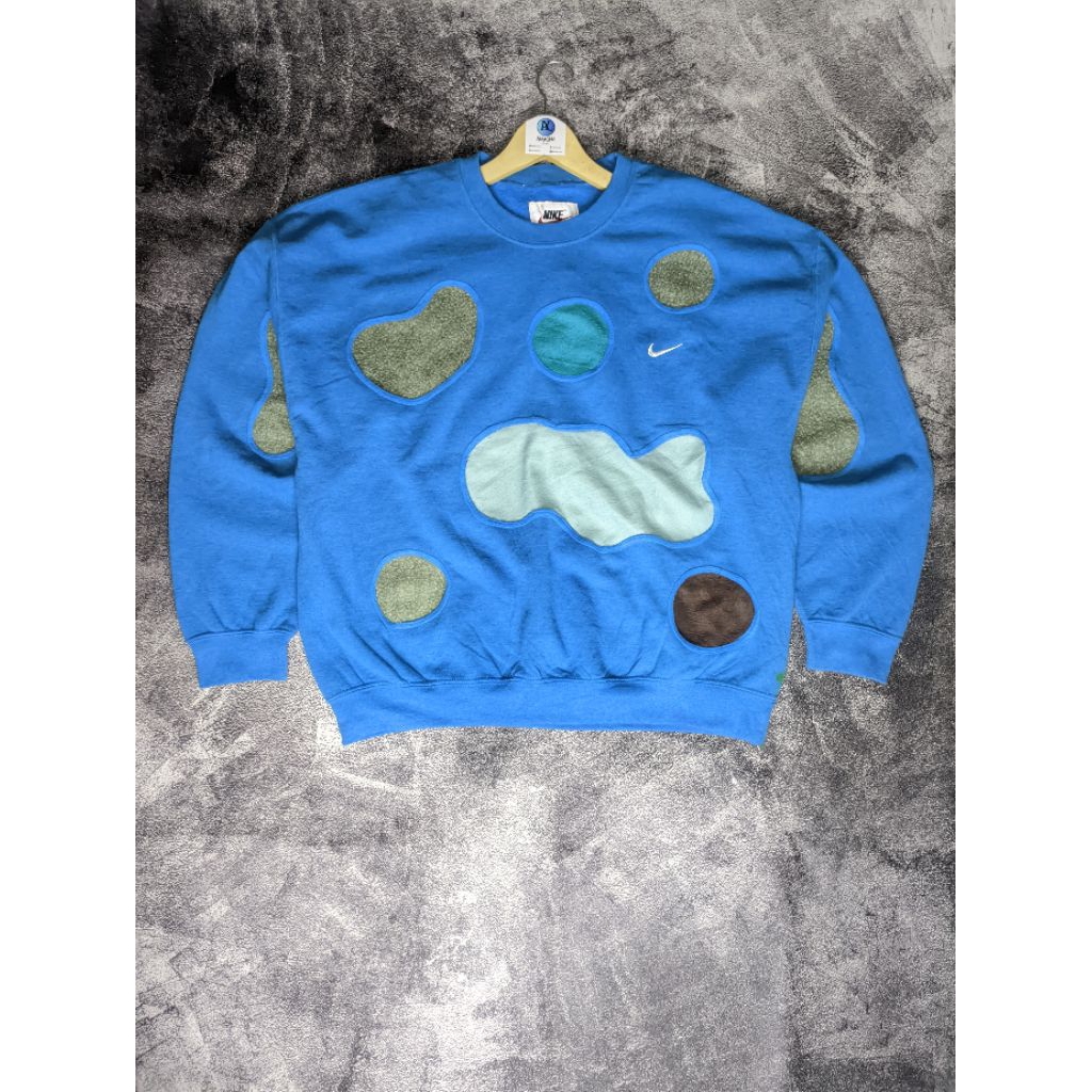 Crewneck Nike Rework Biru Cerah Build Up Size XXL Boxy Fit Second Full Tag