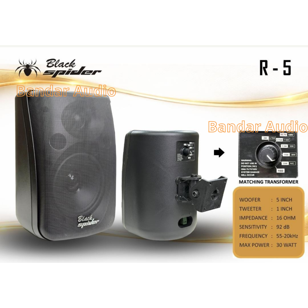 Speaker Pasif 5 Inch Black Spider R5 Original Speaker Gantung