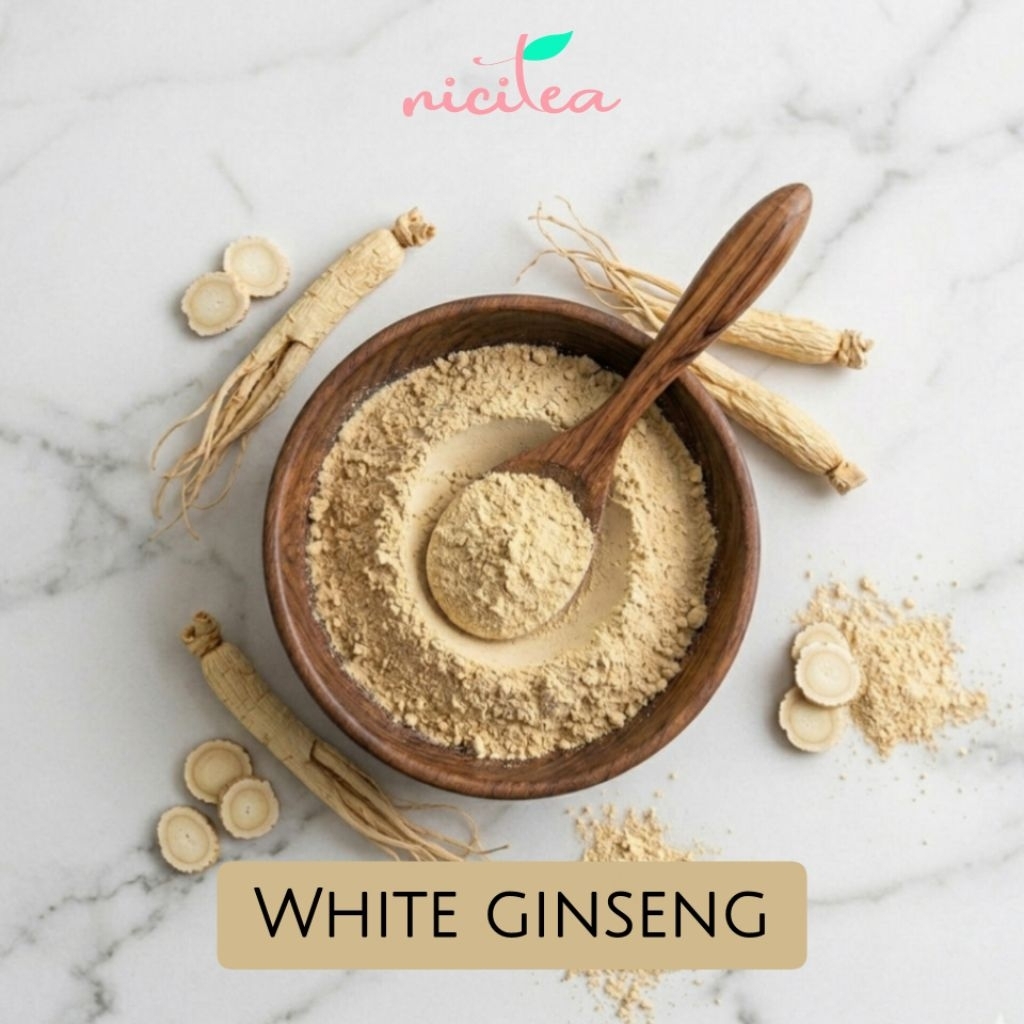 WHITE GINSENG POWDER 25gram - NICITEA / Bubuk Akar Ginseng Putih / Superfood Powder / Bubuk Ginseng 