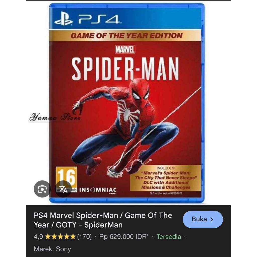 KASET PS4 SPIDERMAN PRELOVED