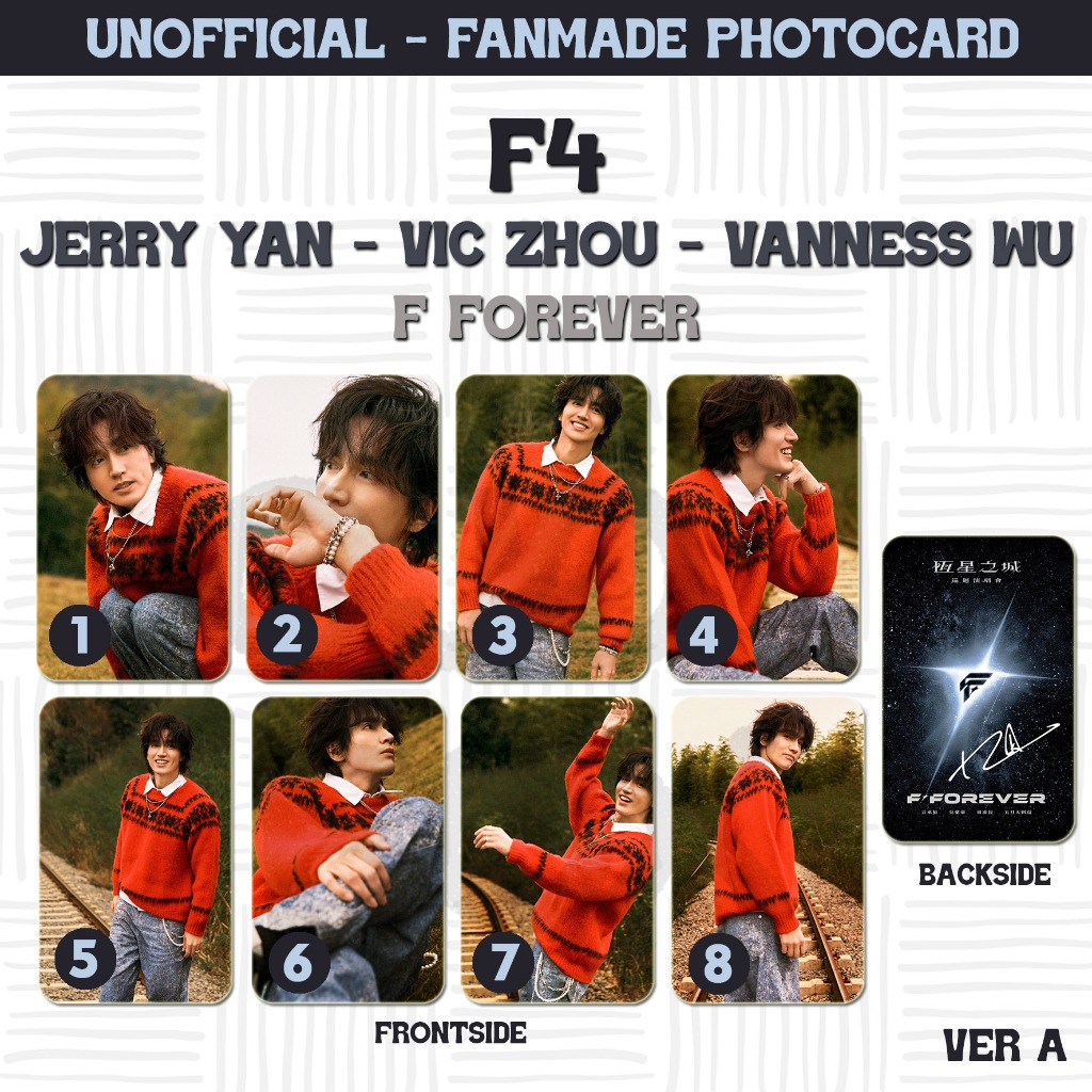 PC-0033, Unofficial Fanmade Photocard F4 F Forever Jerry Yan Vic Zhou Vanness Wu