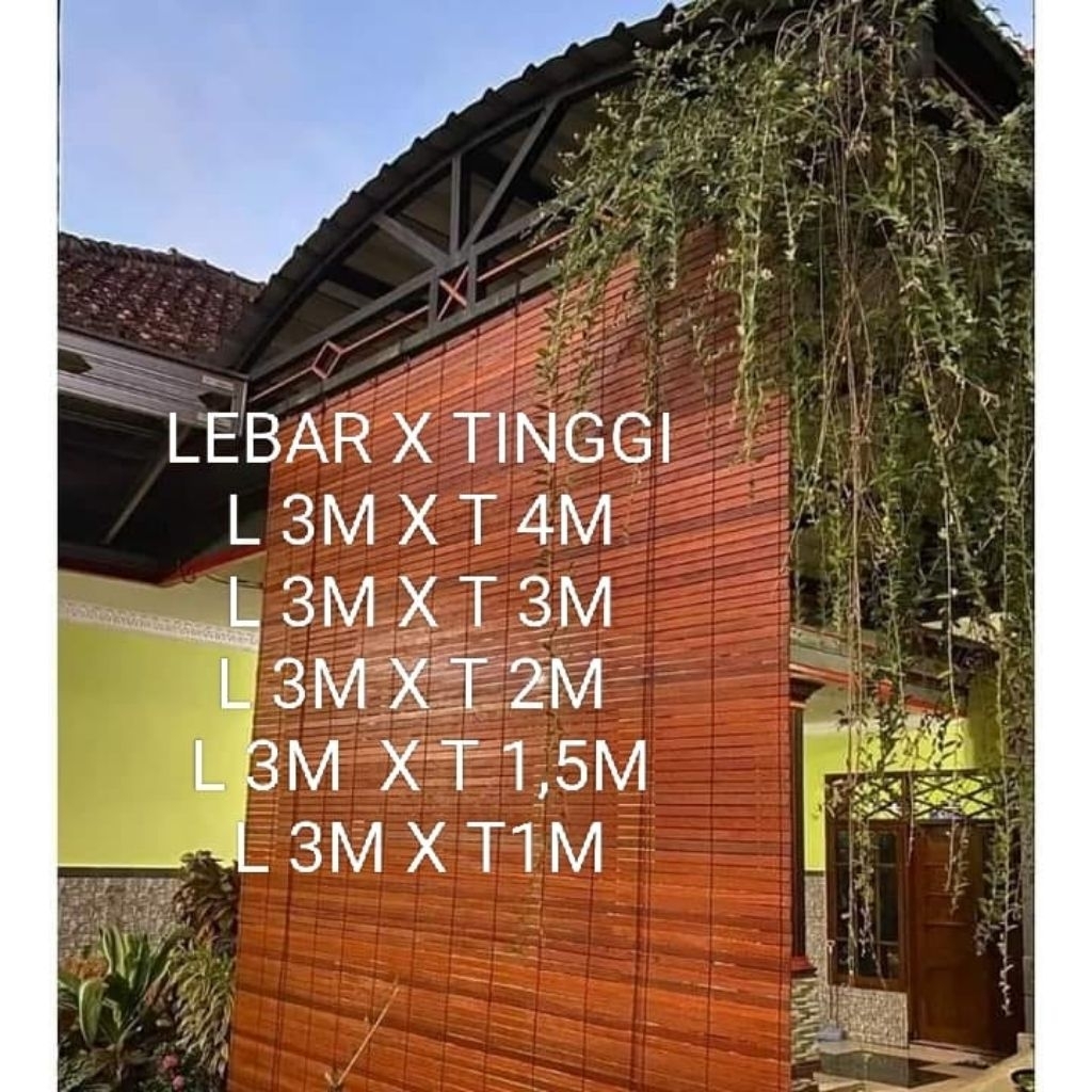 TIRAI KREY BAMBU FLISTUR UK(3X3)(3X4)+TALI PENGGULUNG UNYUK NAIK TURUN TIRAI