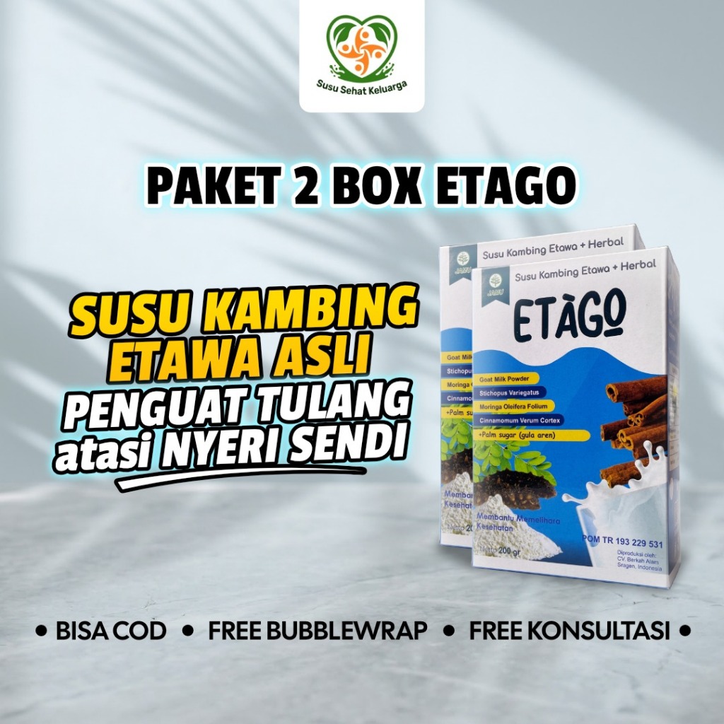 Paket 2 Box Biasa Susu Kambing Bubuk Etawa Plus Herbal Etago Gamat Emas 200gr Nyeri Sendi Pernafasan