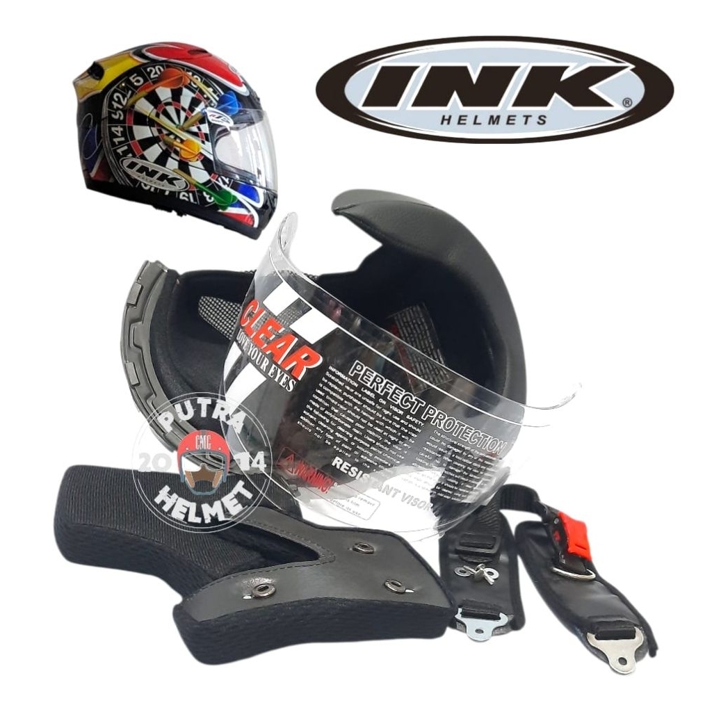 Paket Busa Helm INK CL 25 1Set full set Visor Kaca Tali Helm