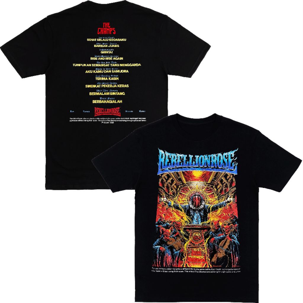 REBELFEST - TS THE CHAMPS Rebellion Rose Album Baru 2025 Kaos Band + stiker