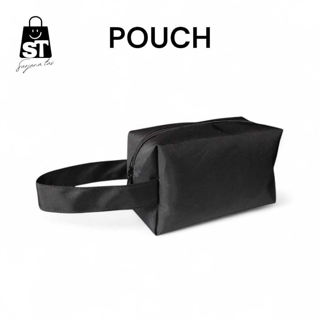 Tas Pouch Hitam | Tas Simple Serbaguna | Tas Kecil Zipper Pria Wanita