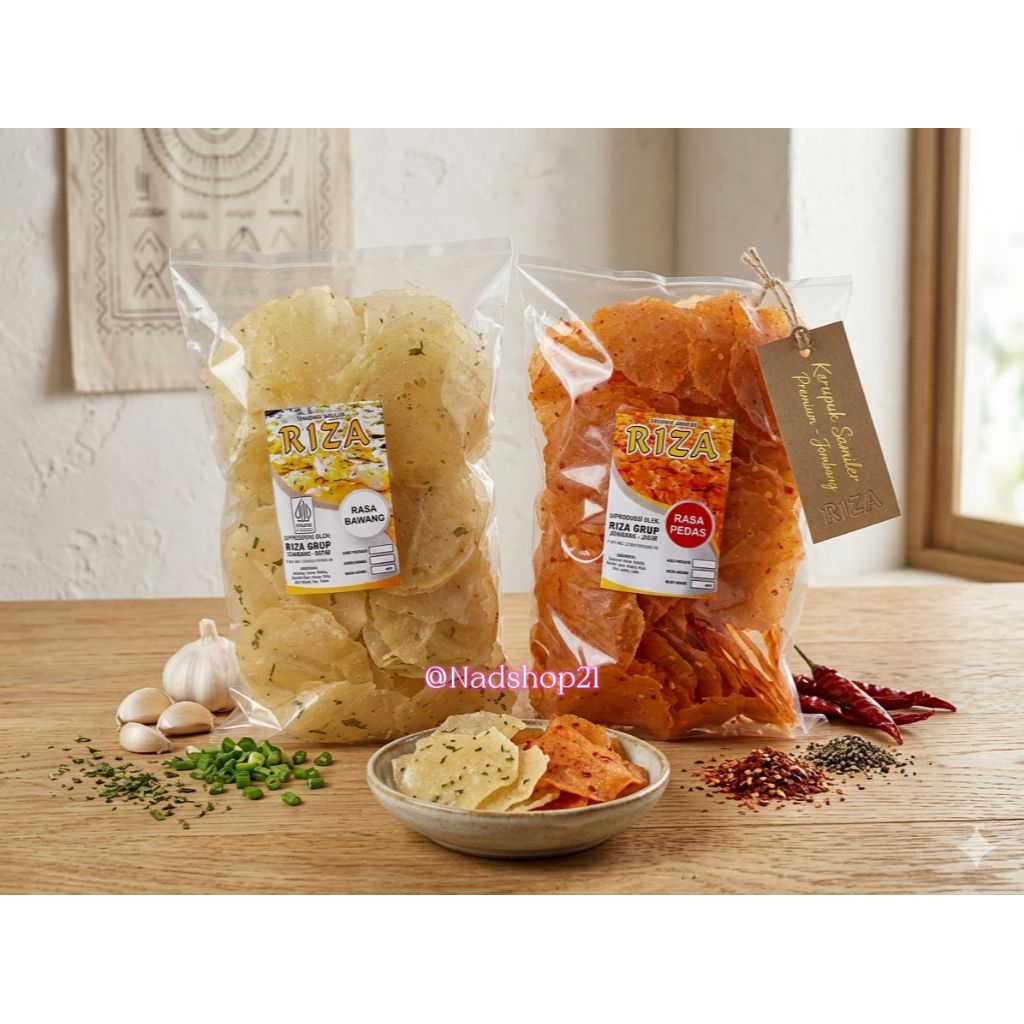 Opak samiler mentah kripik samiler rasa bawang pedas 250 gr