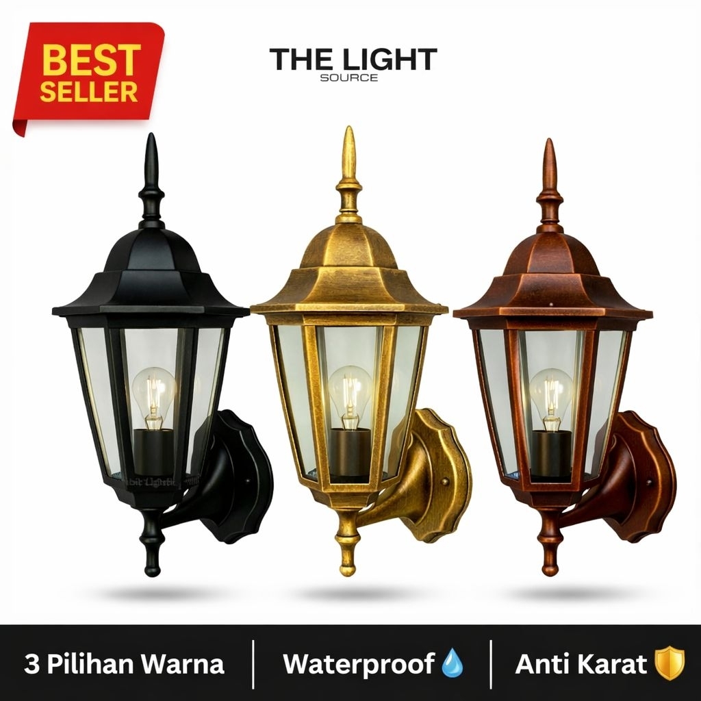 Lampu Dinding Outdoor Vintage Eropa | Waterproof Anti Karat | Lampu Taman Teras Estetik Minimalis