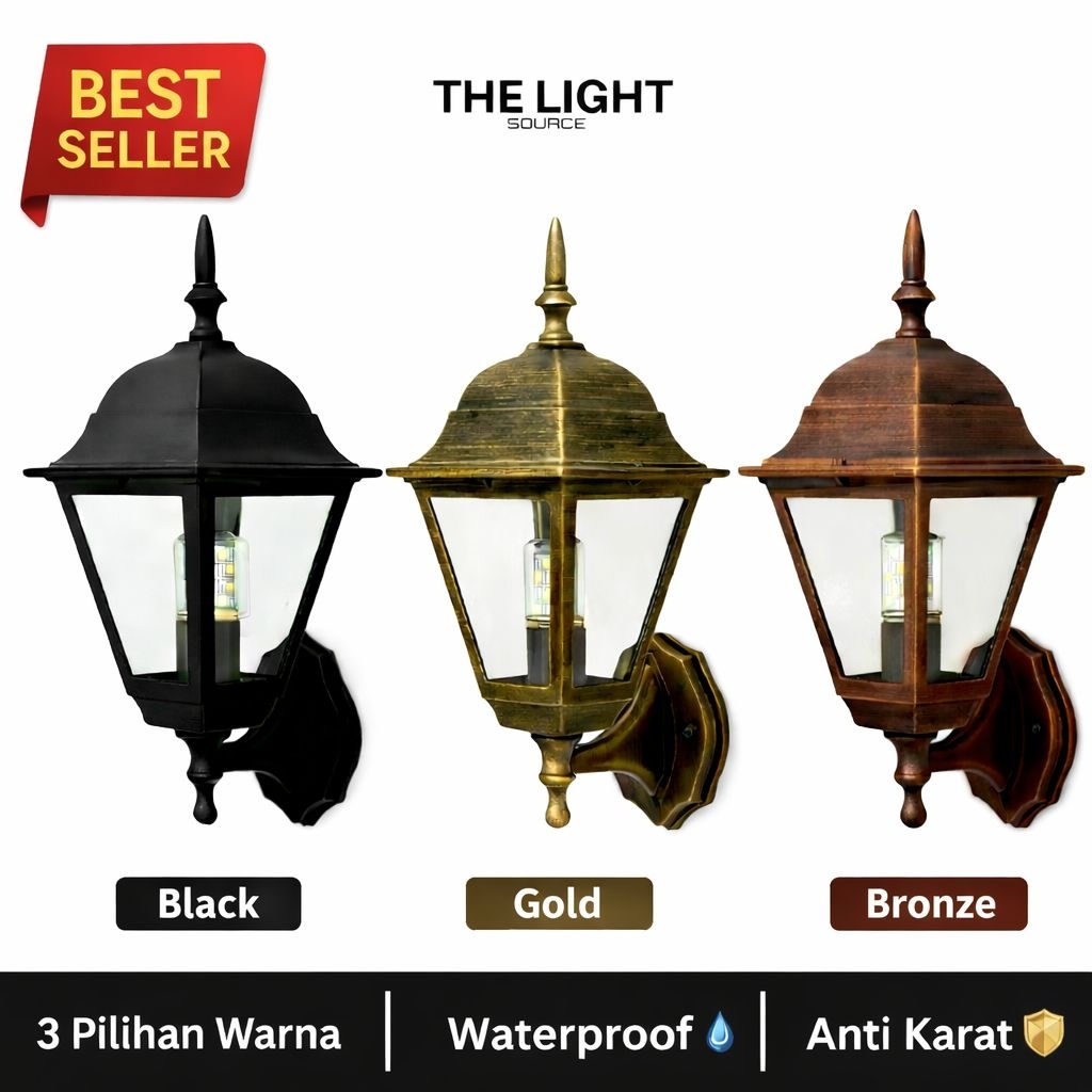 Lampu Dinding Outdoor Estetik Vintage Eropa | Tahan Hujan Anti Karat | Lampu Teras Minimalis Modern