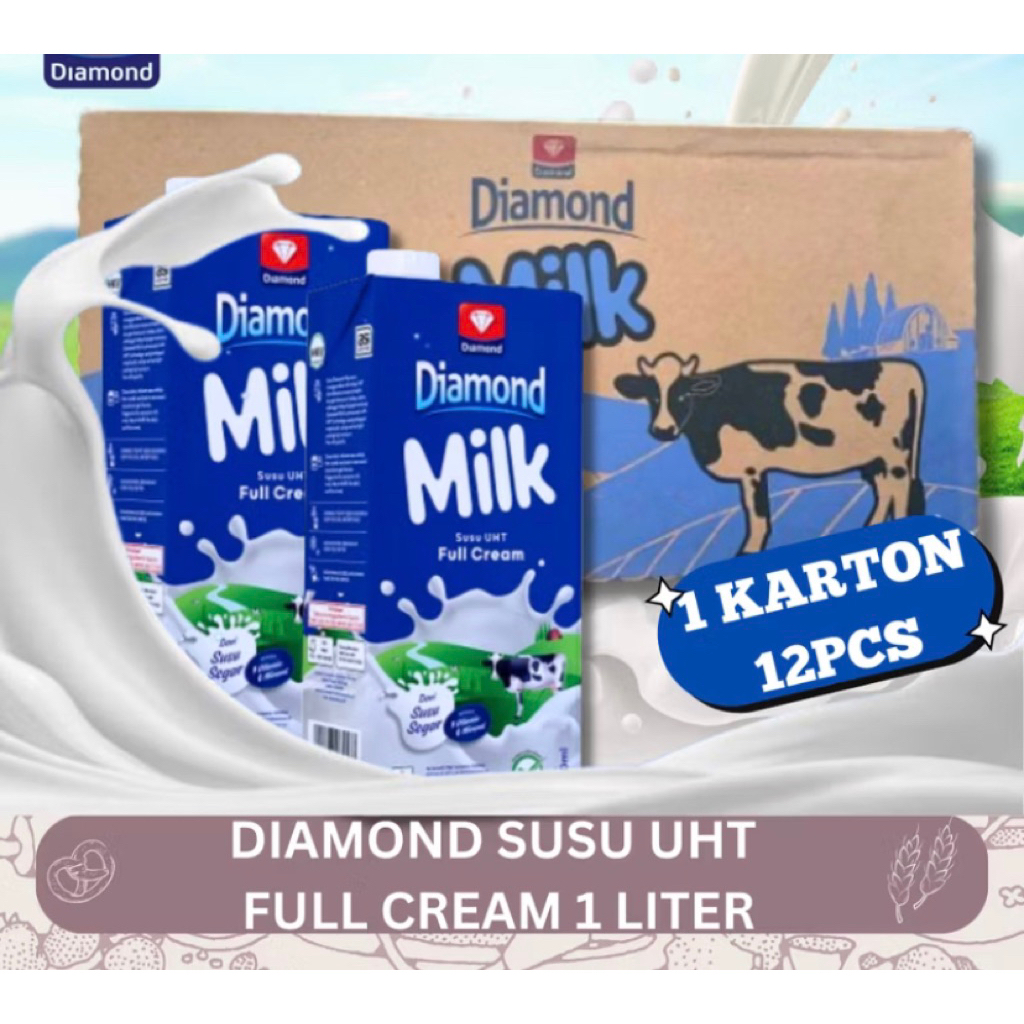 DIAMOND MILK SUSU UHT FULLCREAM 1 LITER X 12 (1 KARTON)