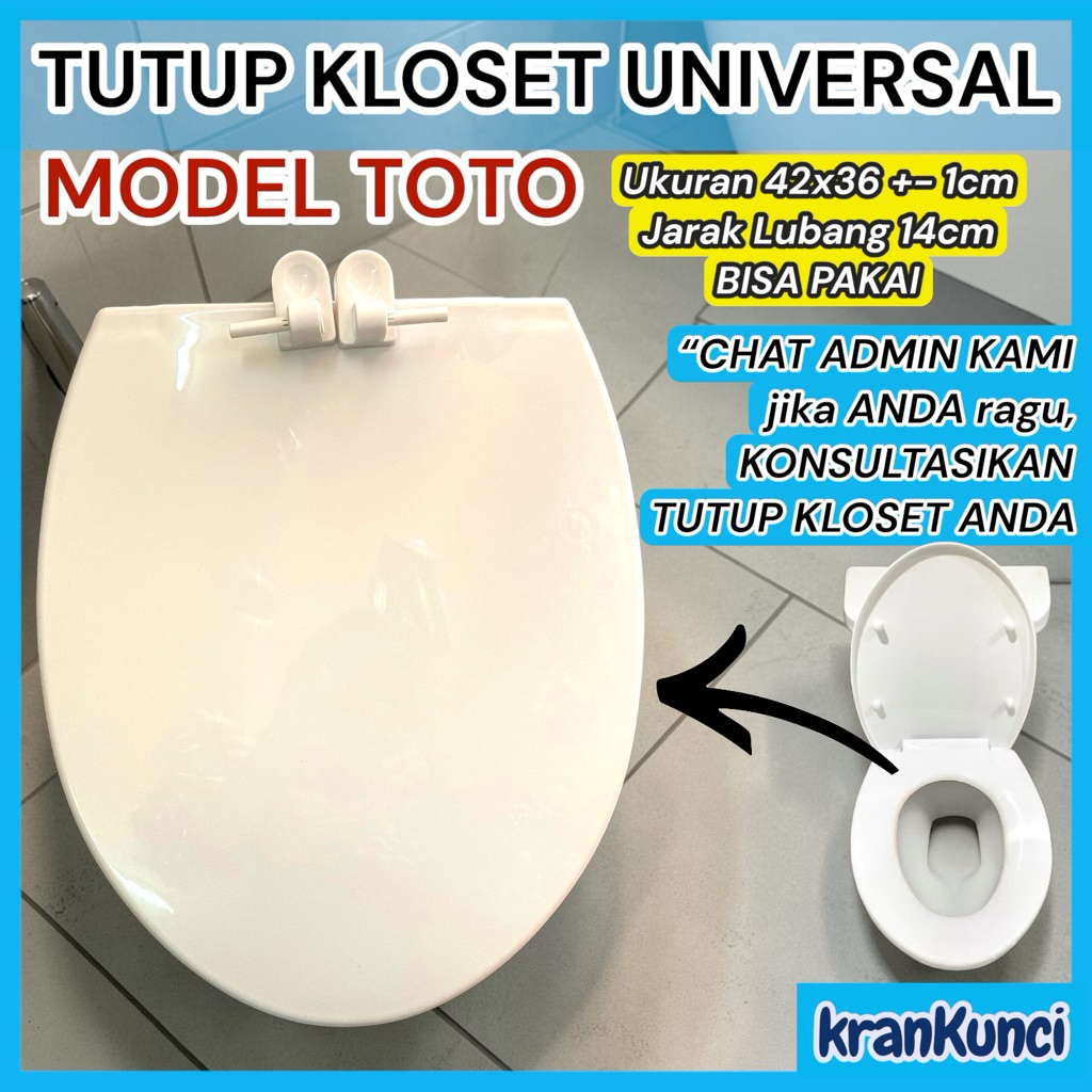 Tutup Kloset Model TOTO TEBAL Universal Dudukan Kloset Tutup Closet KOMPLIT 1 SET + ENGSEL KLOSET TO