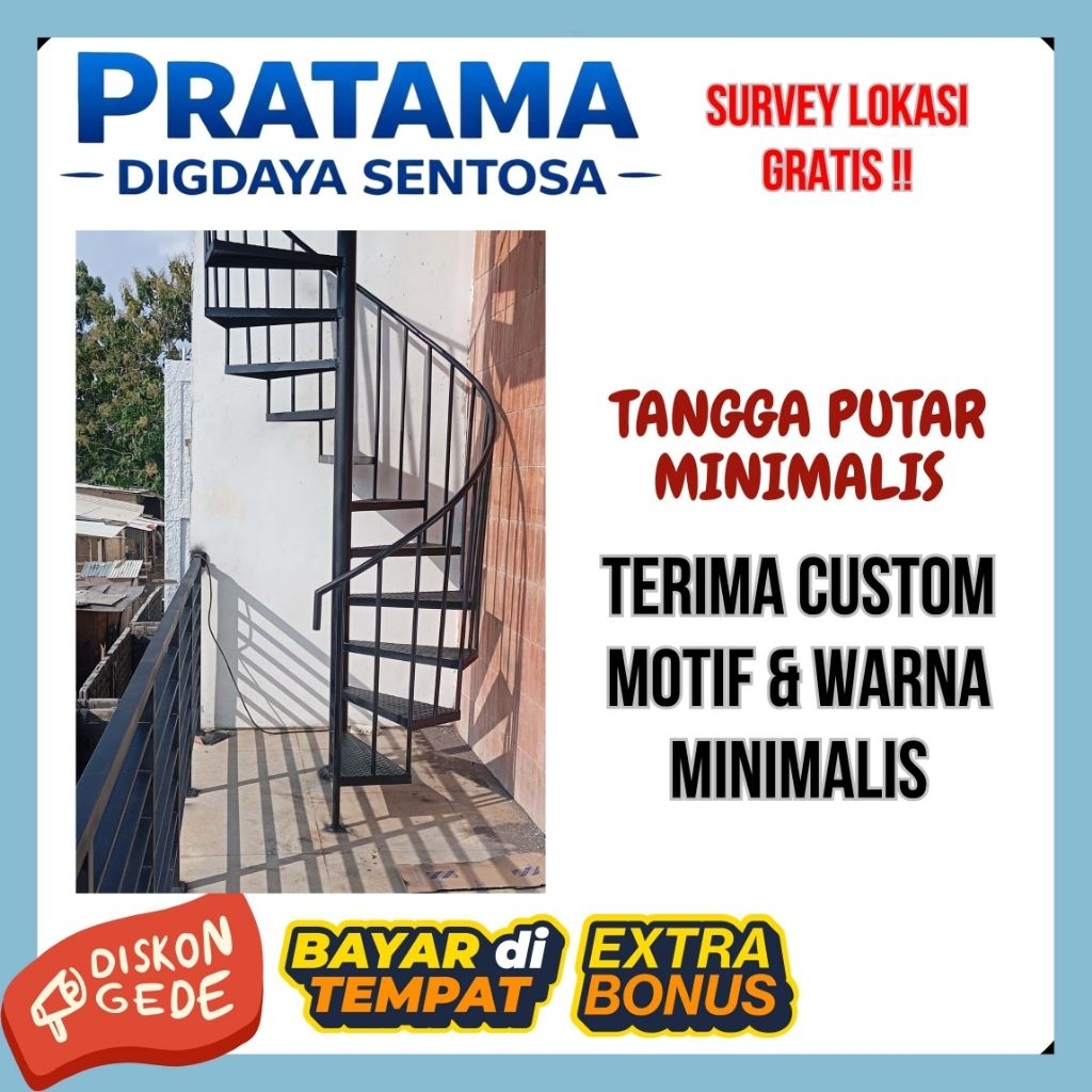 Tangga Putar Minimalis Estetika Bahan Besi Galvanis Stainless Steel Hollow Custom