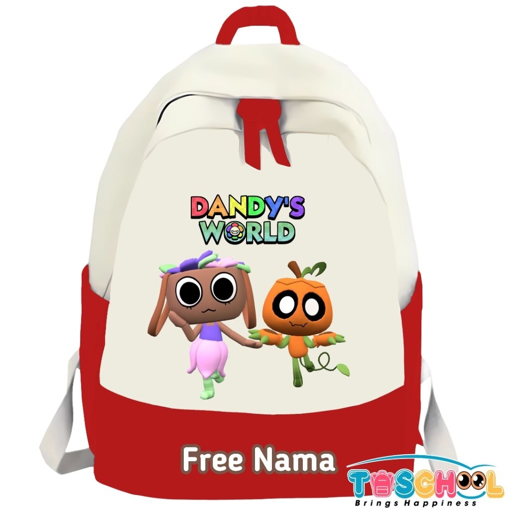 TAS RANSEL ANAK KARAKTER DANDY'S WORLD BASSIE GOURDY FREE NAMA