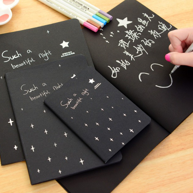 BUKU HITAM / Black Paper / Buku Tulis Hitam Polos / Black Scrapbook / Notebook Hitam / Notes Polos