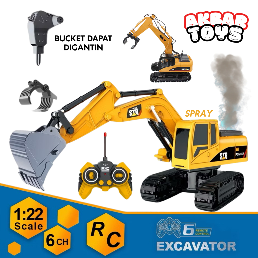 RC Eskavator Remote Control 6 Ch Bisa Mengeluarkan Asap