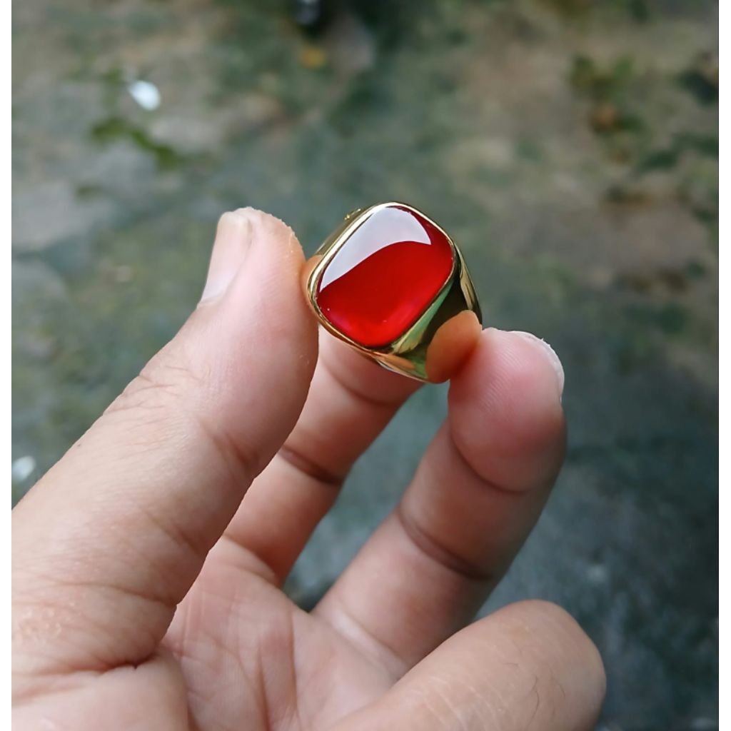 Cincin Akik Red baron kotak natural