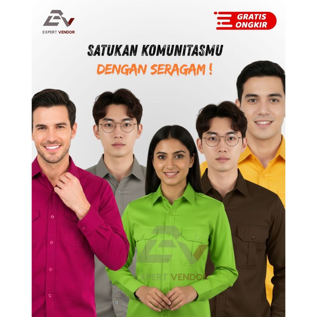 BAJU POLOS BASIC / Kemeja Lapangan/ Gunung/ Outdoor / PDL/ PDH Formal Panjang Warna Hijau Pupus, Cok