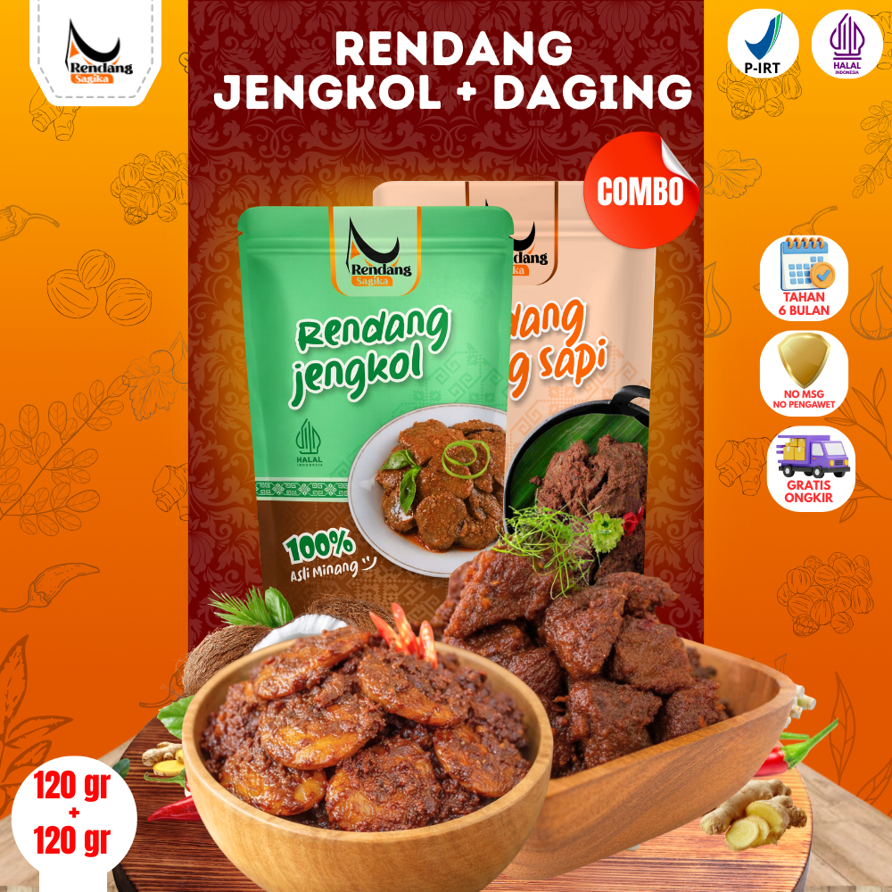 RENDANG SAGIKA - Rendang Daging Sapi & Rendang Jengkol Makanan Kemasan asli Padang