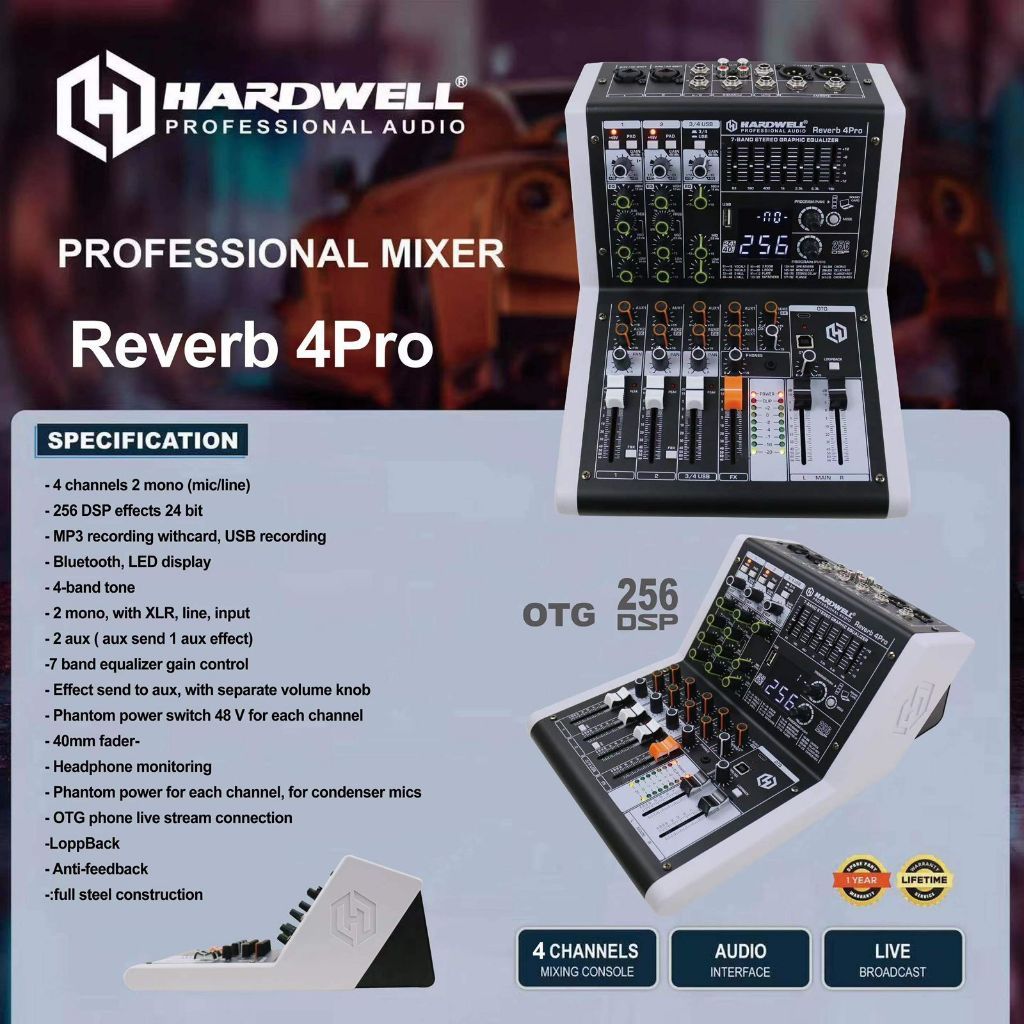 Mixer 4 Channel HARDWELL Reverb 4 Pro 256 DSP