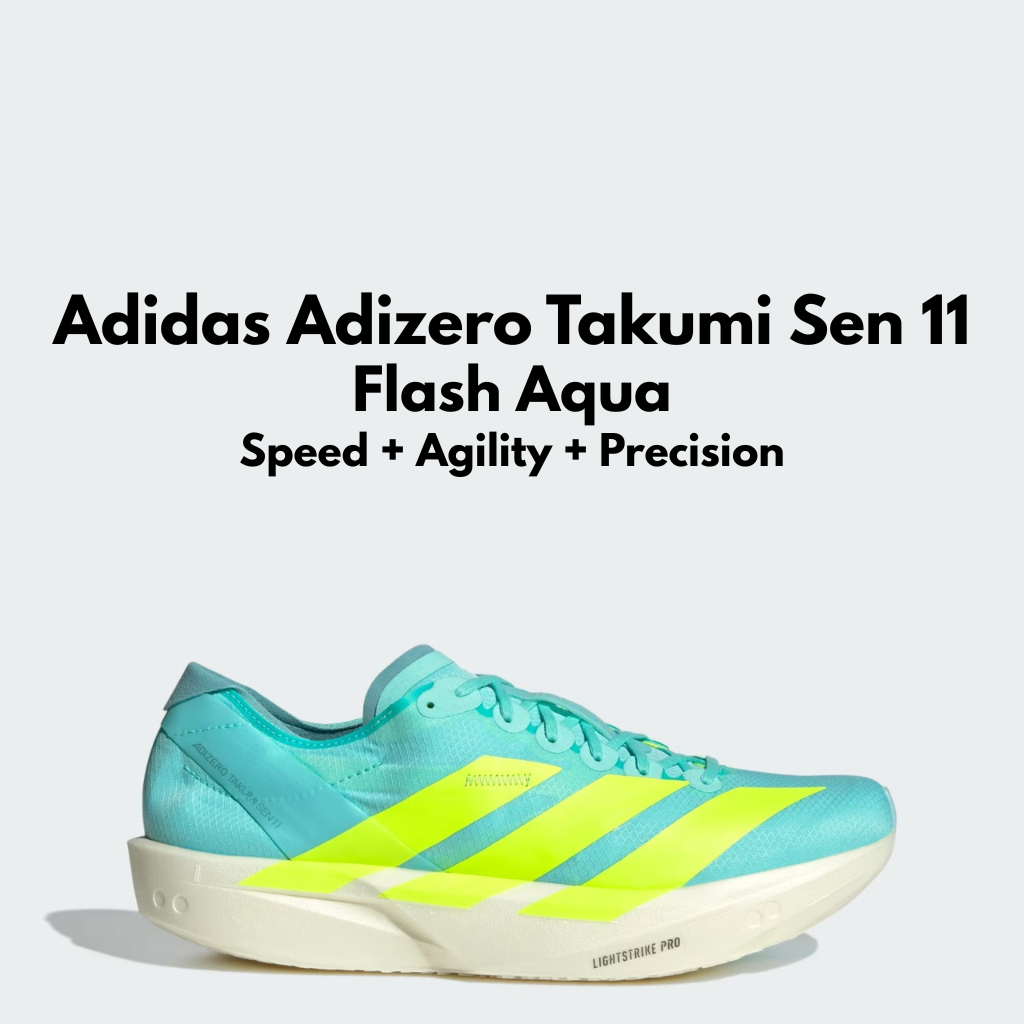 Adidas Adizero Takumi Sen 11 Flash Aqua Sepatu Lari Pria Untuk Race, 5-10KM, Speed - JQ2813