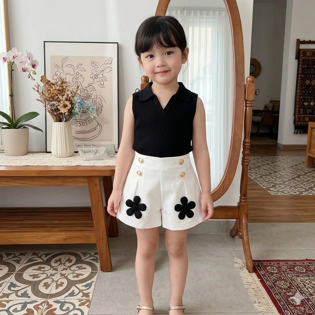 Setelan baju dan rok anak perempuan bahan knit/ setelan baju anak perempuan usia 1-5 tahun motif bun