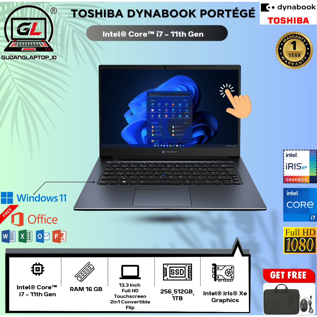Laptop Toshiba Dynabook Portégé X40-J – i7 Gen 11 – 16GB / 256GB  – Laptop Coding & Kantoran - MURAH