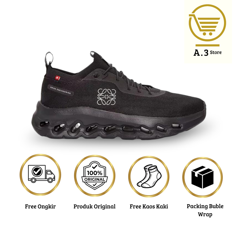 Sepatu Running Dan Outdoor Pria Wanita ON X LOEWE CLOUDTILT ALL BLACK