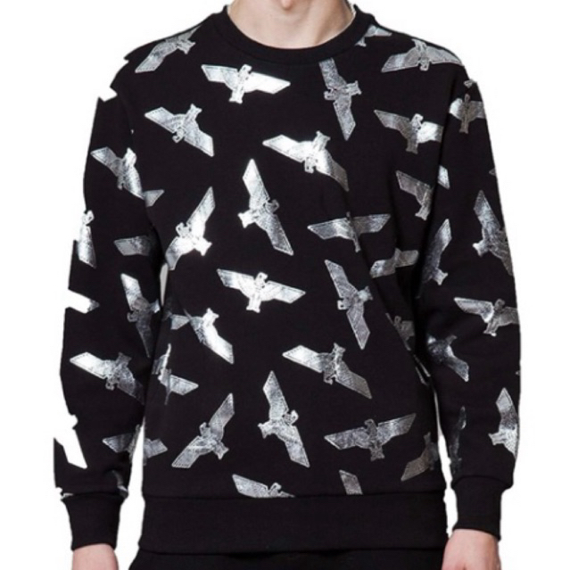 BOY LONDON Silver/gold Eagle Patteren Brushed Sweatshirt -Black Gold & Black Silver - BG4TL025