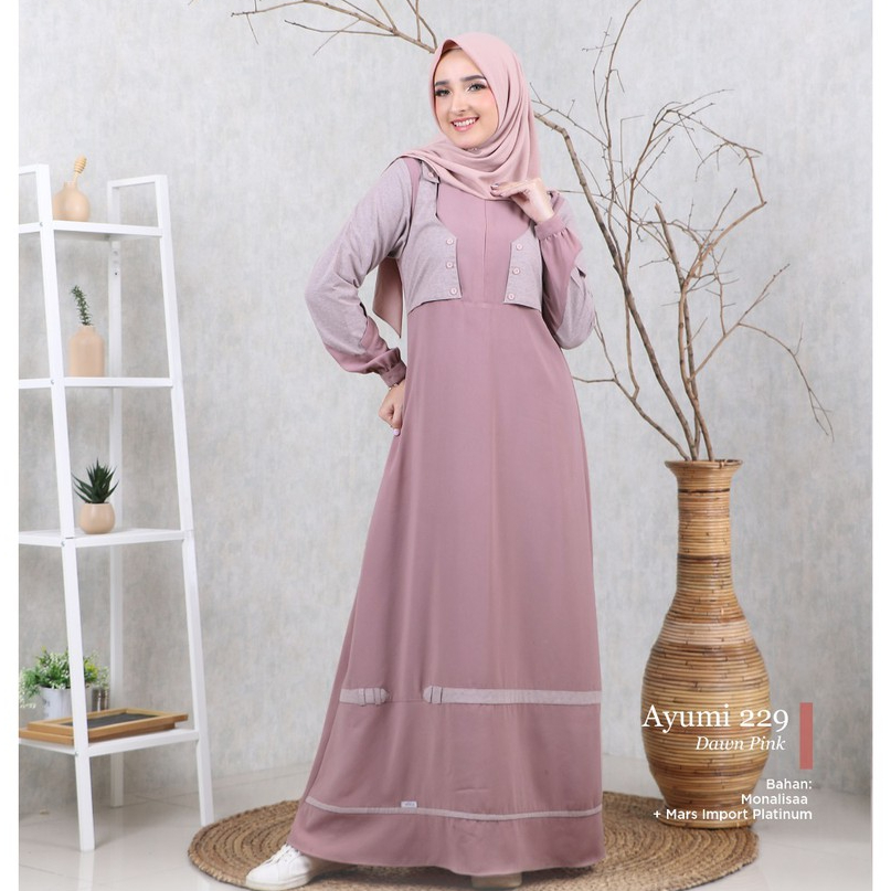 PROMO Gamis harian bahan adem model kekinian AYUMI 229 DAWN PINK ORIGINAL [ETHICA RUMAH FAIQA]