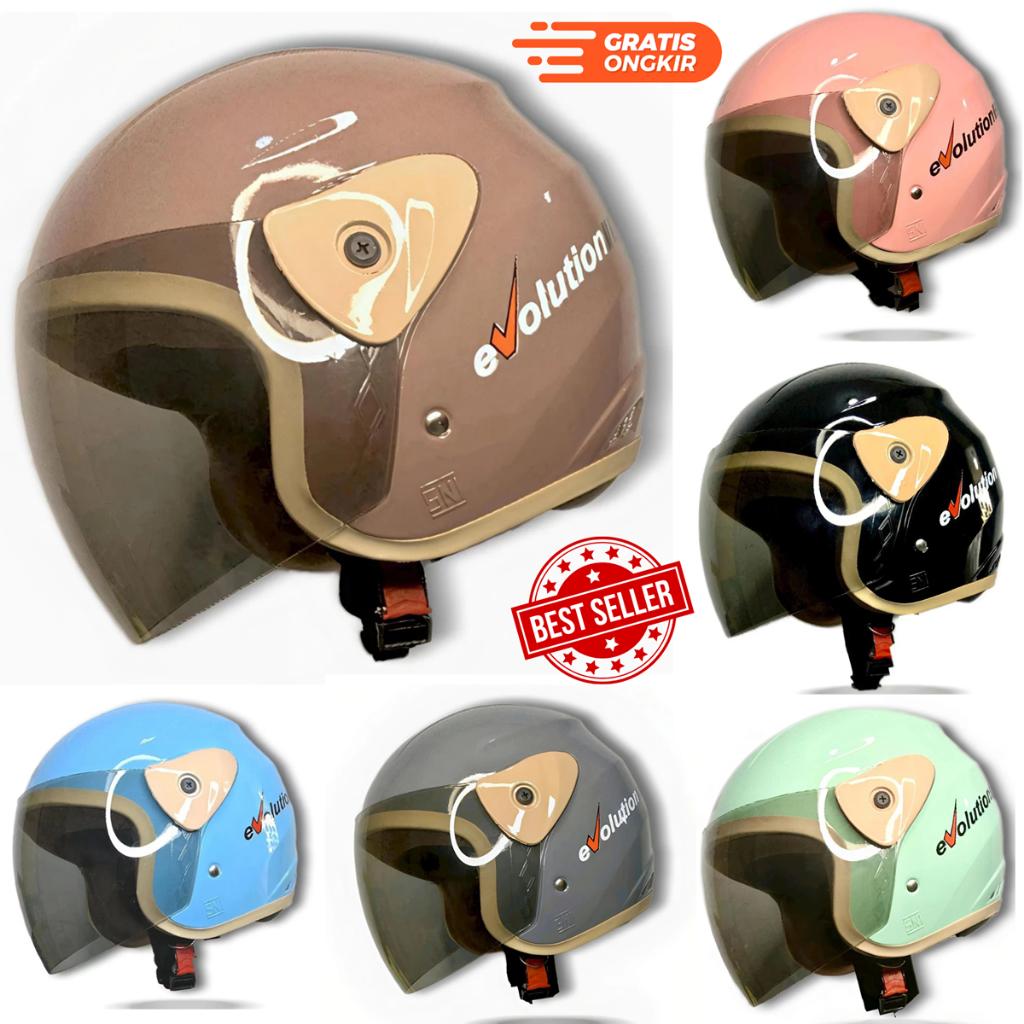 Helm Wanita Dewasa Evolusi List Krem SNI Ukuran M & L SNI