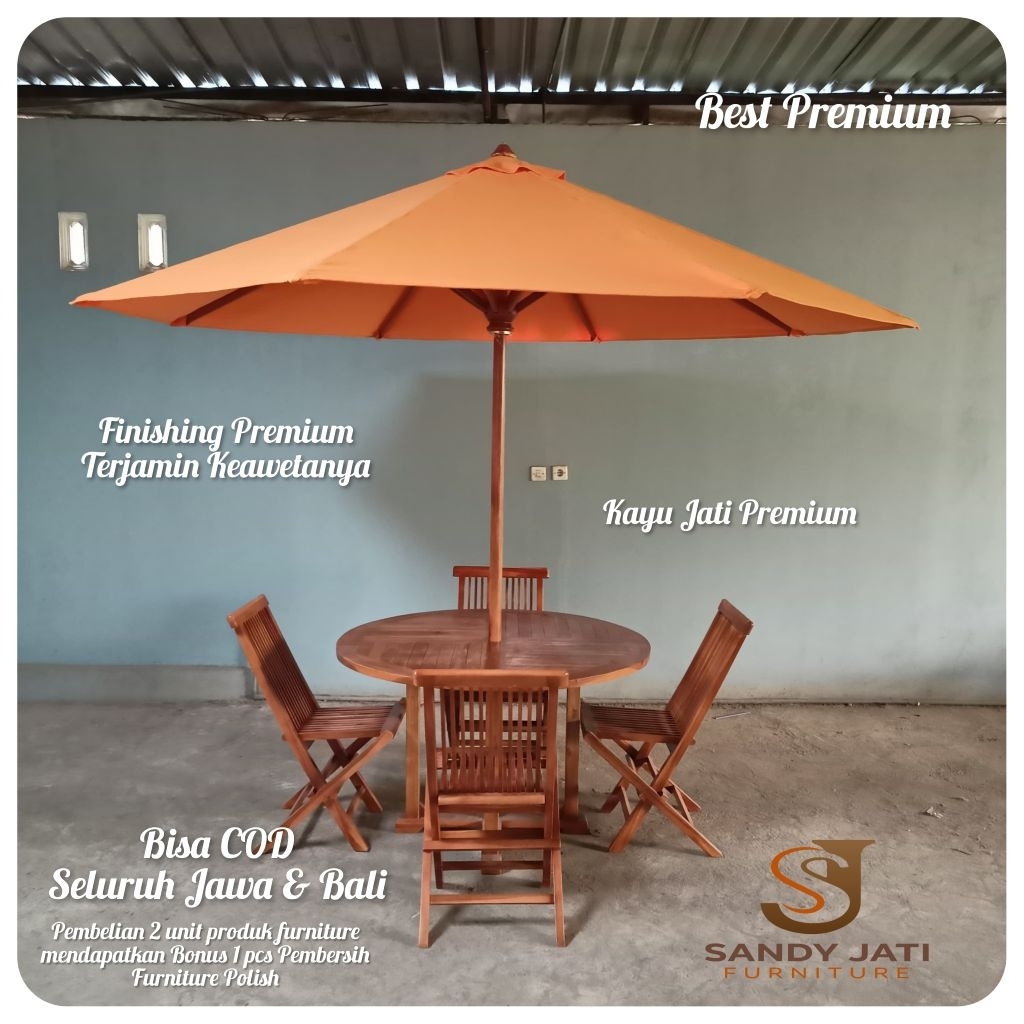 Meja Kursi Tenda  Payung Taman Jati Outdoor