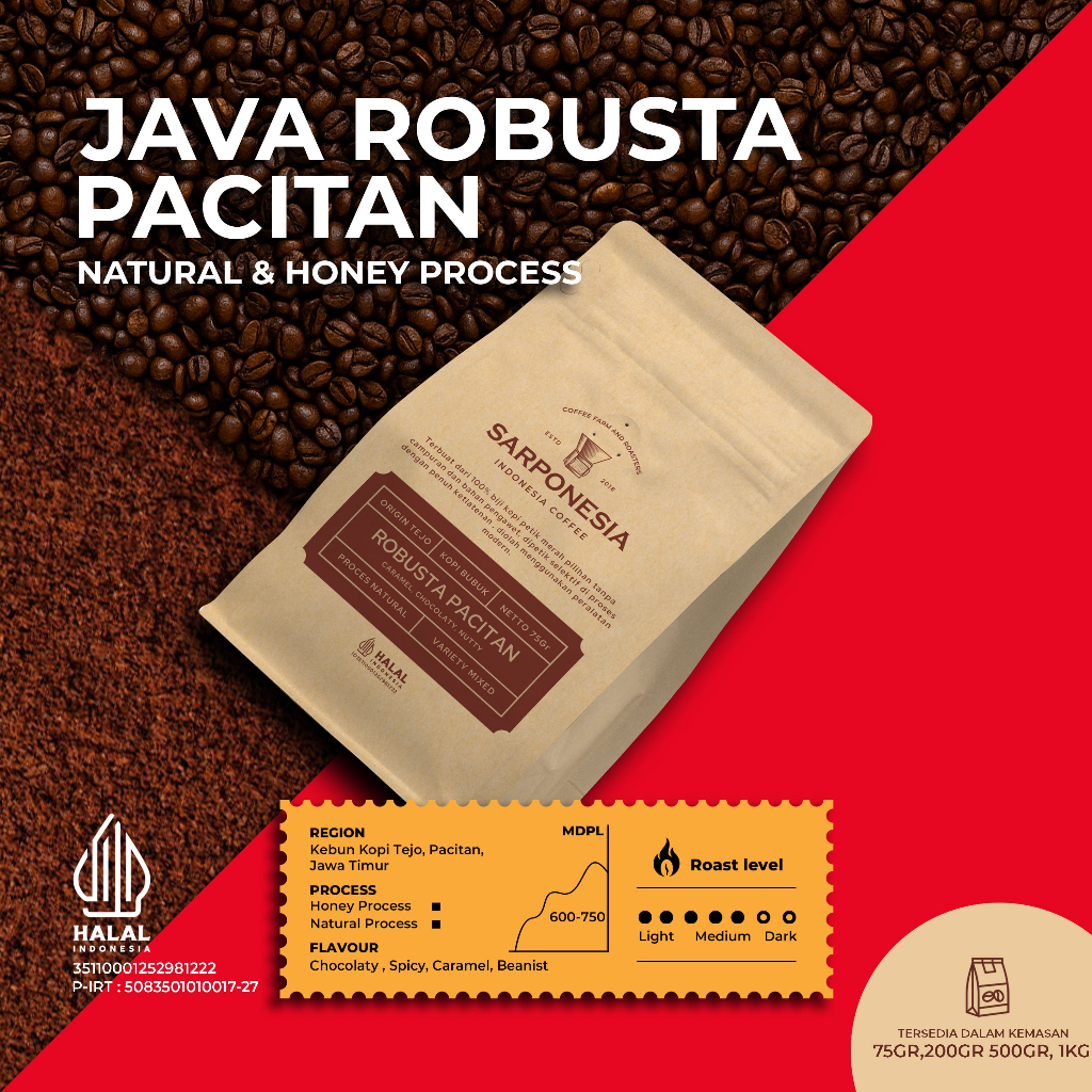 SARPONESIA COFFEE KOPI ROBUSTA PACITAN 75GR