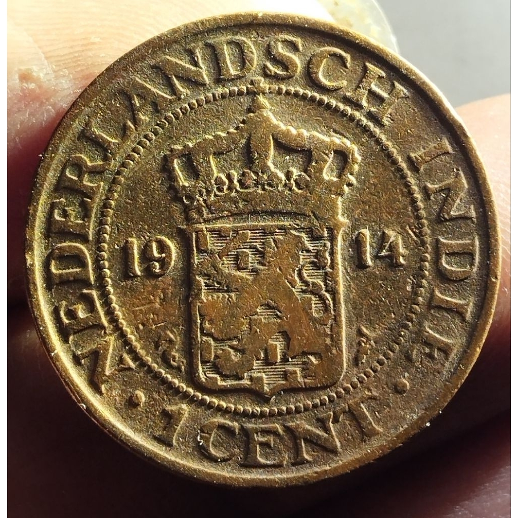 uang koin 1 sent Nederland indie thn 1914 langka  ASLI sesuai foto