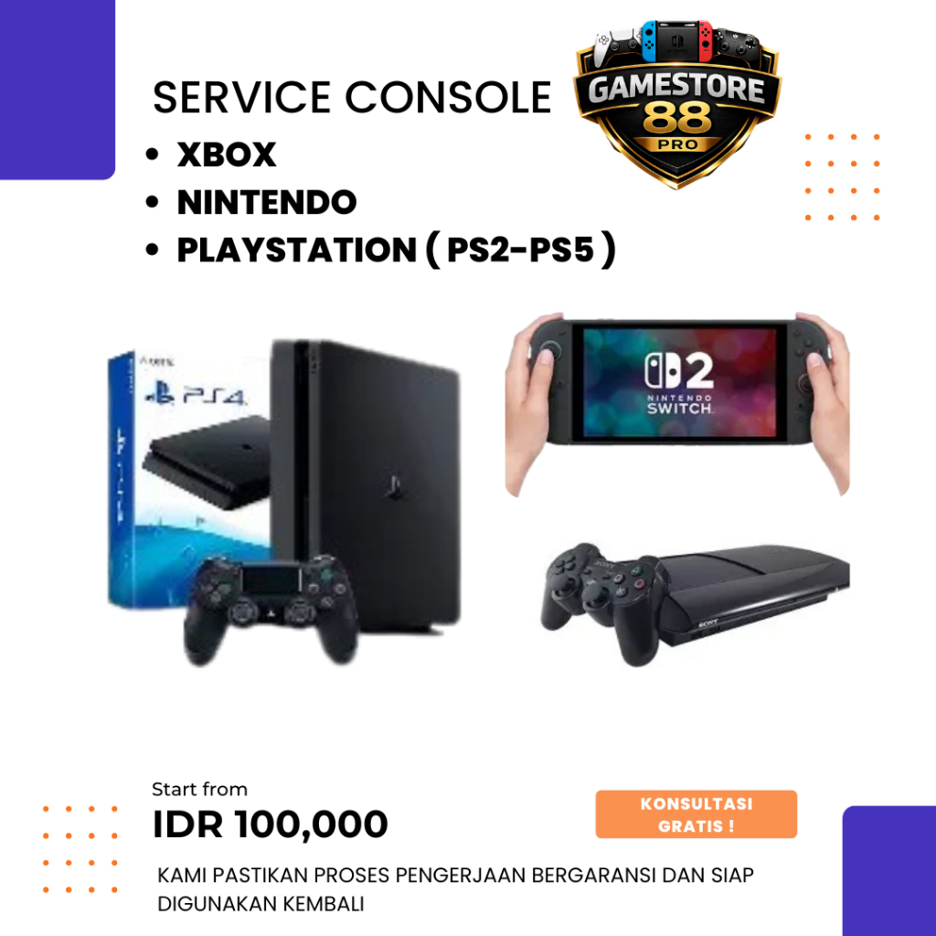 Jasa Service Perbaikan Console PS3 PS4 PS5 Nintendo Xbox Bongkar Servis Ganti Pasta