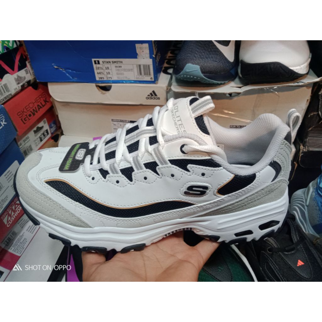 SEPATU SKECHERS D'LITES WHITE MEN SHOES 100% ORIGINAL RESMI BNIB