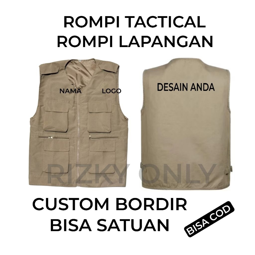 Rompi Tactical Rompi Lapangan Custom Bordir Bisa Satuan
