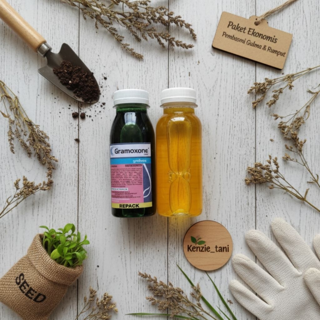 PAKET AMPUH EKONOMIS  GRAMOXONE 100ML + ROUNDUP 100ML PEMBASMI RUMPUT LIAR AMPUH