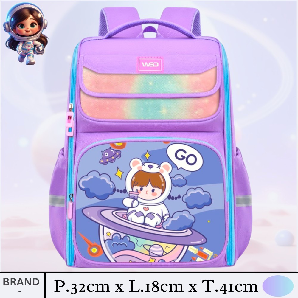 SMARTGIRL New Tas Ransel Anak Sekolah Import Sd Cowok Anti Air Astronot 00550