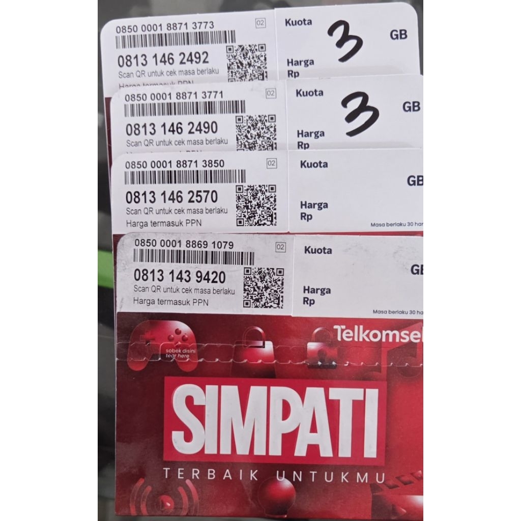 perdana simPATI NO cantik rapi  & urut  bonus kuota 3gb