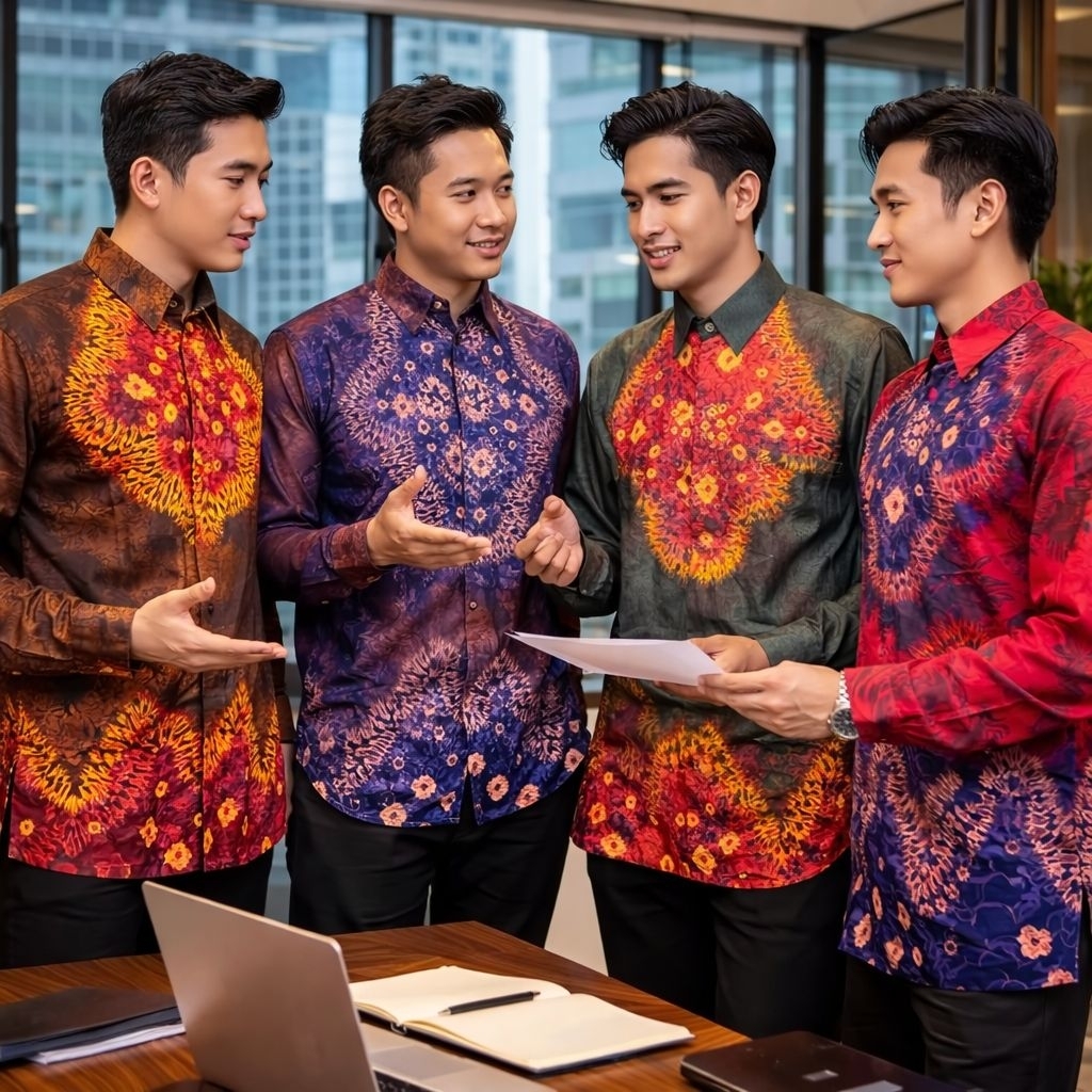 KEMEJA PRIA KATUN JUMPUTAN CASUAL RESMI BATIK ETNIK LENGAN PANJANG