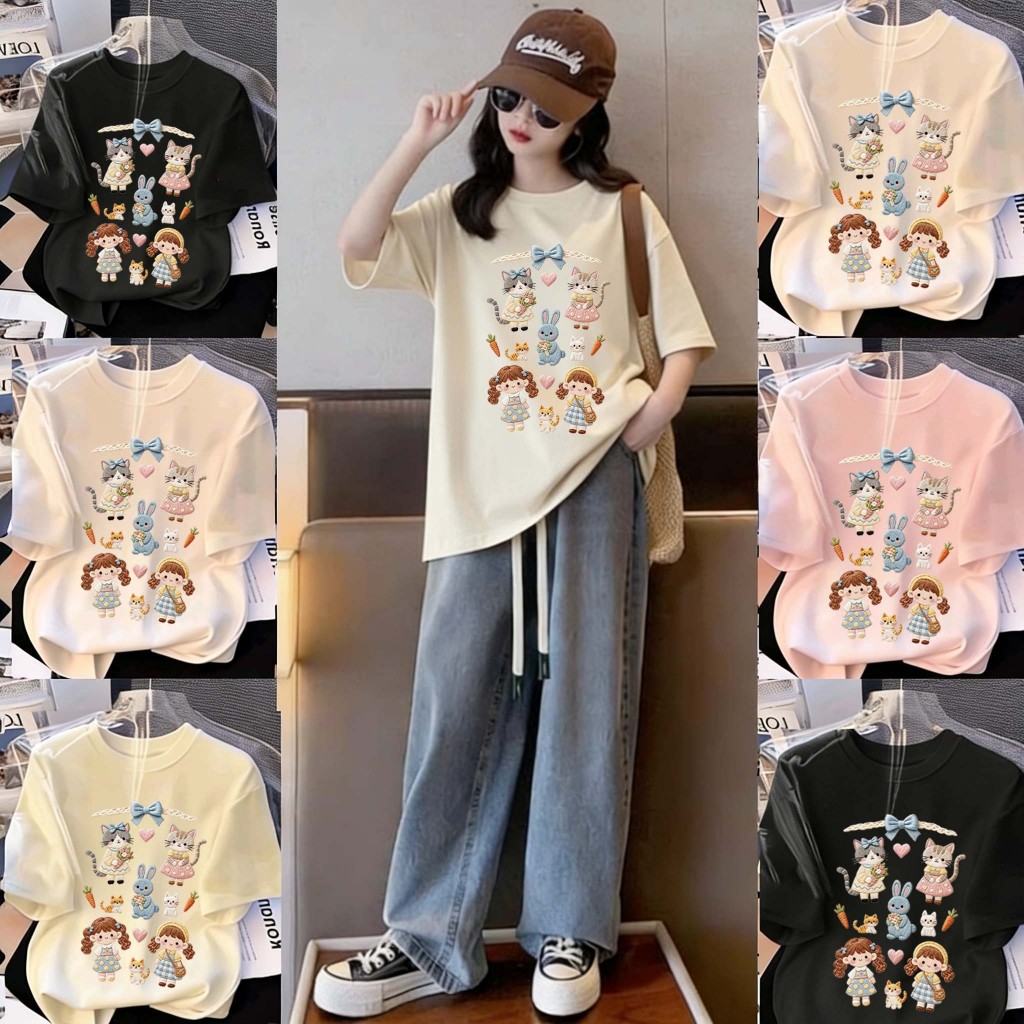 Kaos OVERSIZE Anak Perempuan Usia 3-14 Tahun |Pakaian Anak Perempuan |Kaos Anak Perempuan Motif Bord