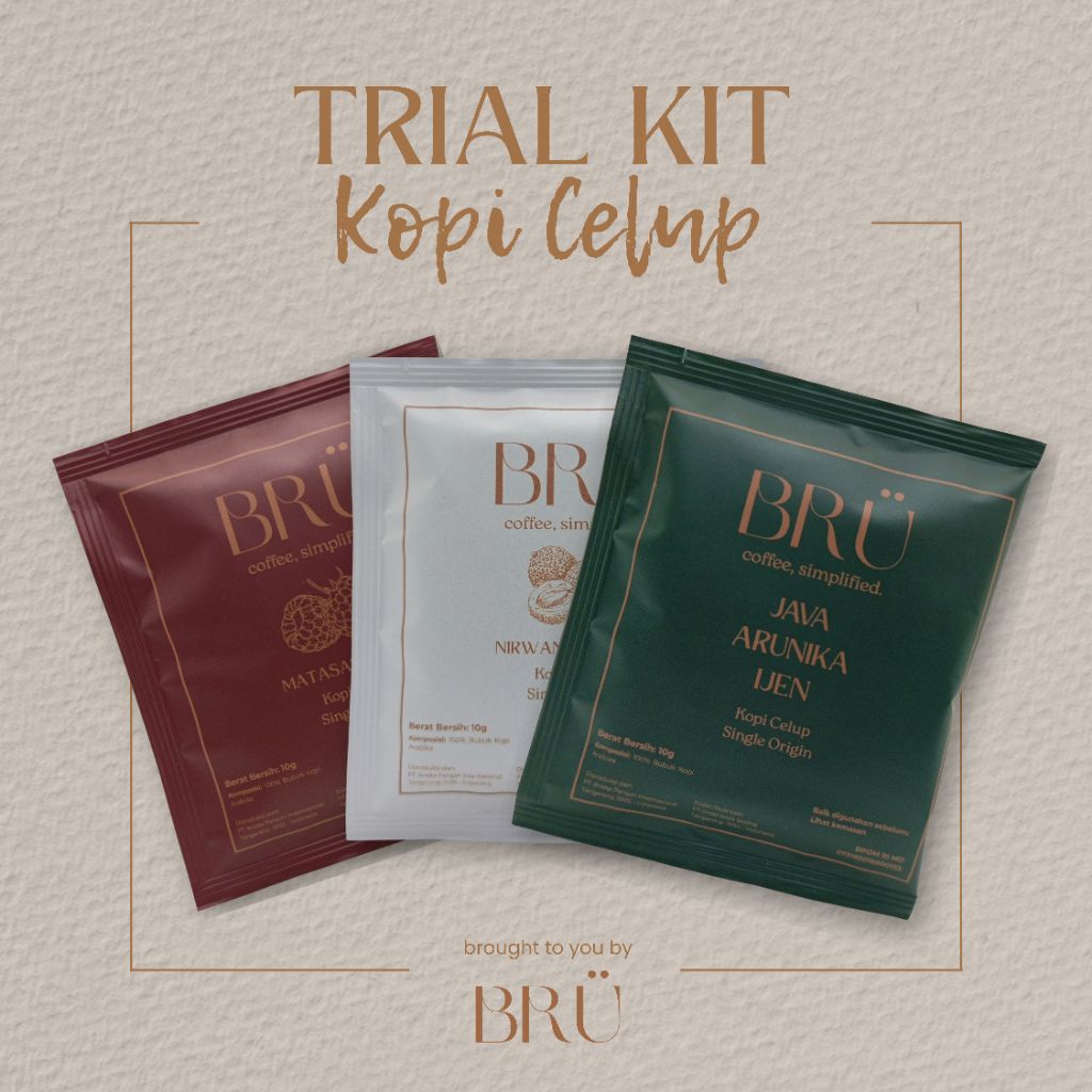 Trial Kit BRU Jaca Arunika Ijen Nirwana Lychee Matasak Berry Kopi Celup Bundling Dip Coffee Single O
