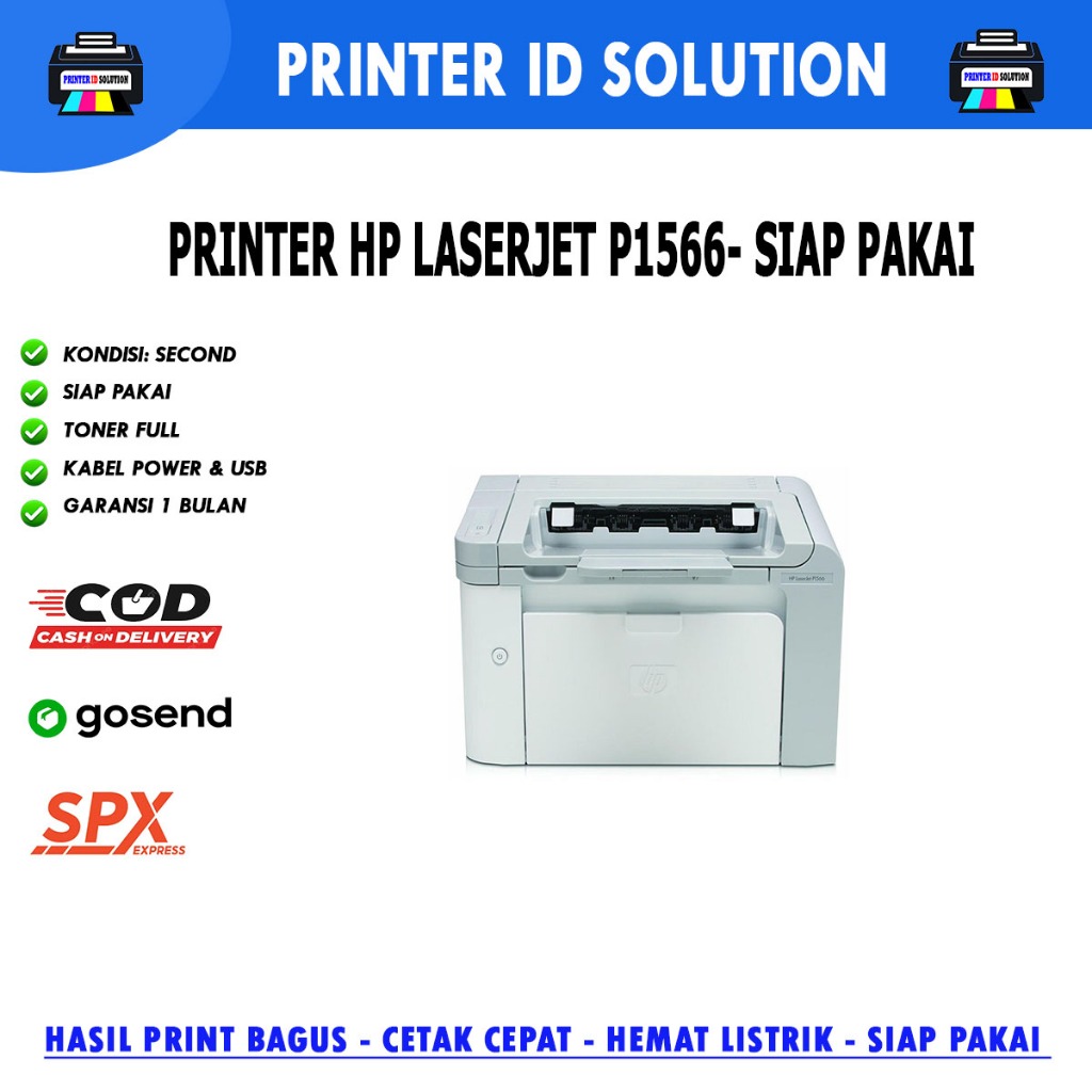 PRINTER HP LASERJET P1566  MONOCHROME A4 F4 SIAP PAKAI