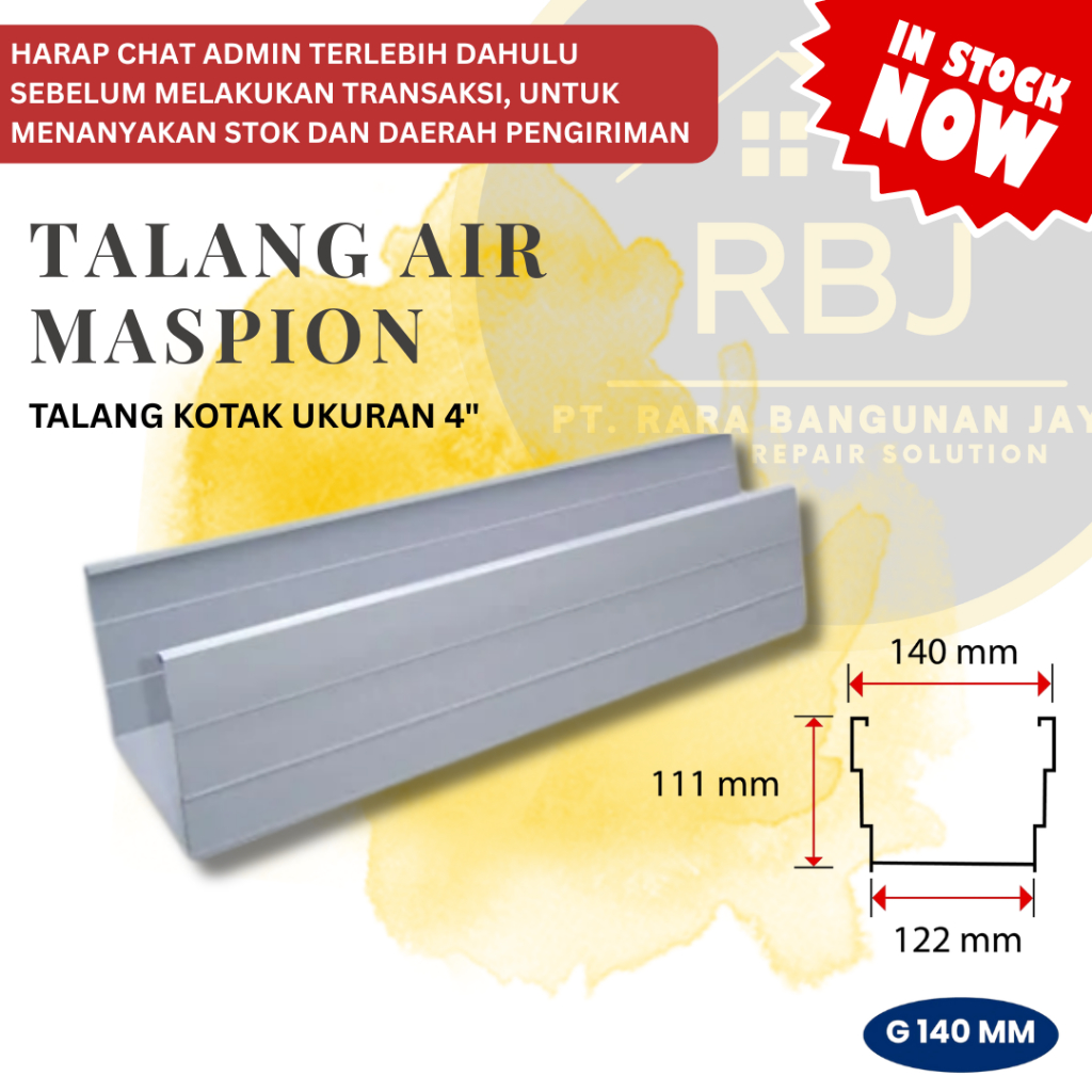 TALANG AIR PVC KOTAK MASPION PANJANG 4 MTR