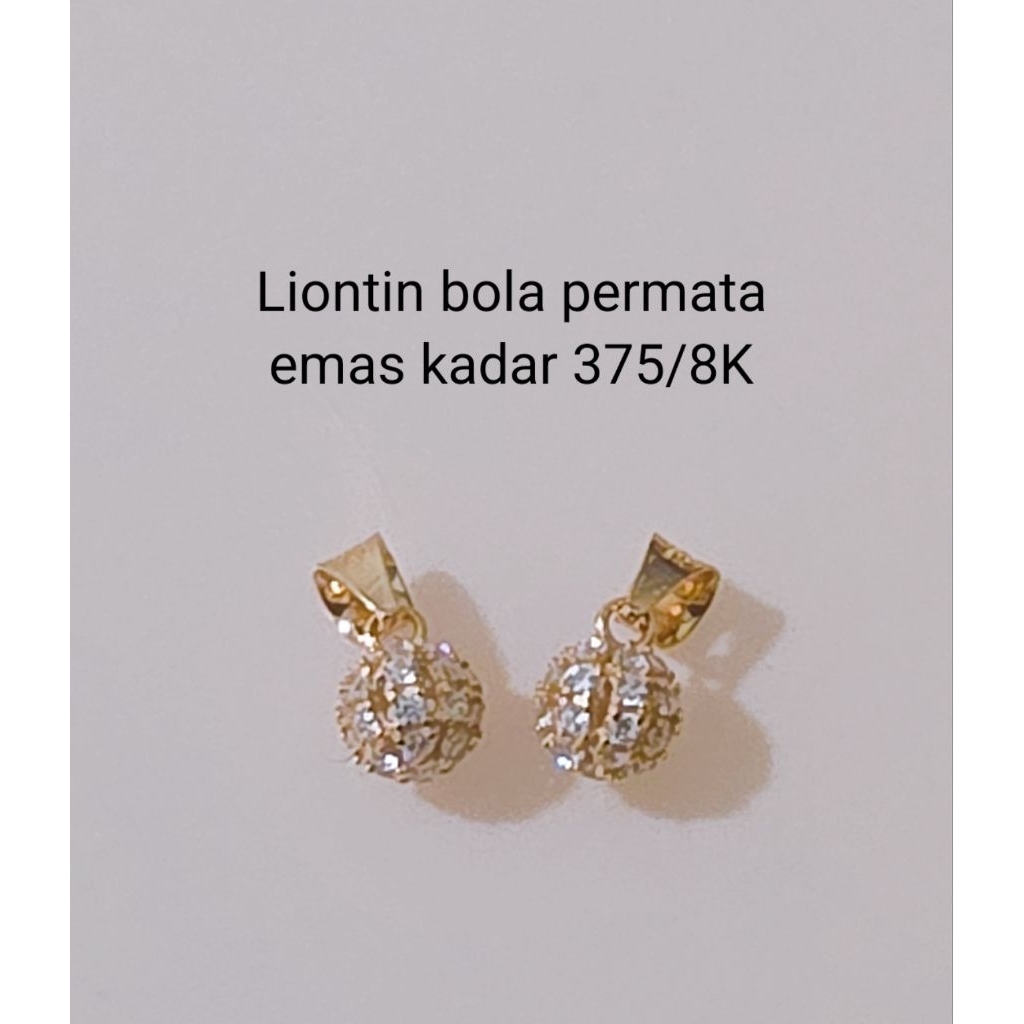liontin emas bola permata kadar 375/8K (0.50gram)